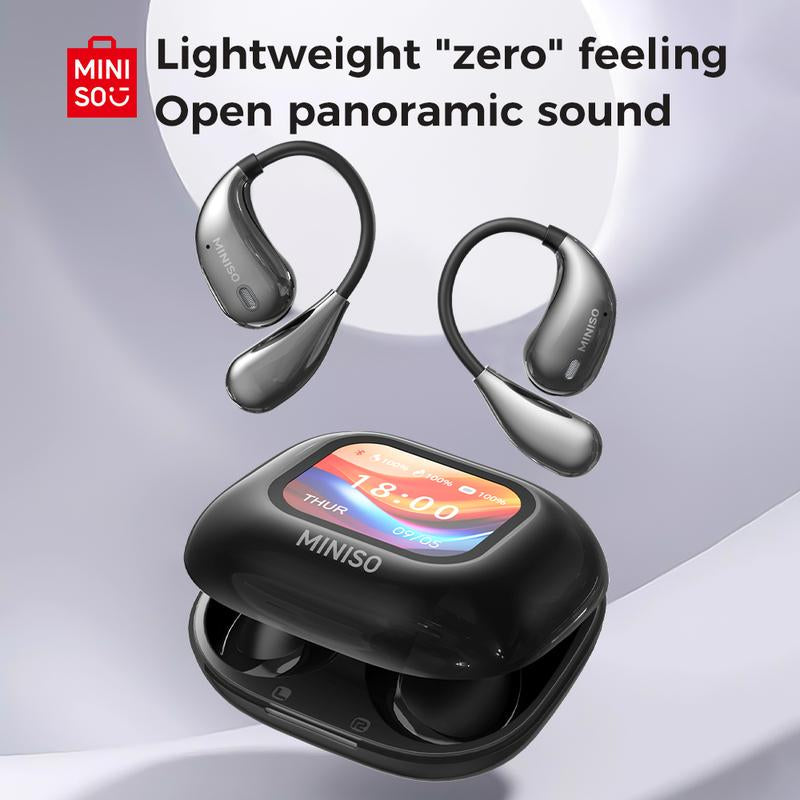 MINISO True Wireless Open Ear Earbuds Bluetooth 5.4, IPX5 Waterproof,48Hours Play Time,Ows Headphones Immersive Premium Sound Long Distance Connection Headset with Charging Case,Light-Weight Headphones Built-In Microphone