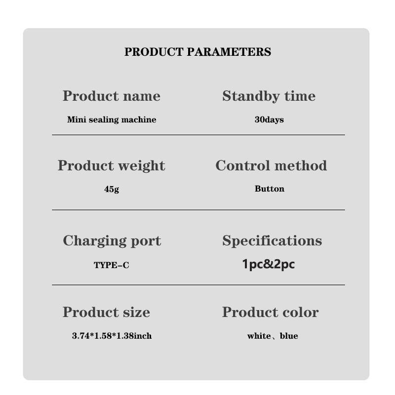 Mini Sealer Potato Chip Sealer, Small Household Plastic Sealer Snack Moisture-Proof Sealing Artifact, Portable USB Plastic Bag Sealer