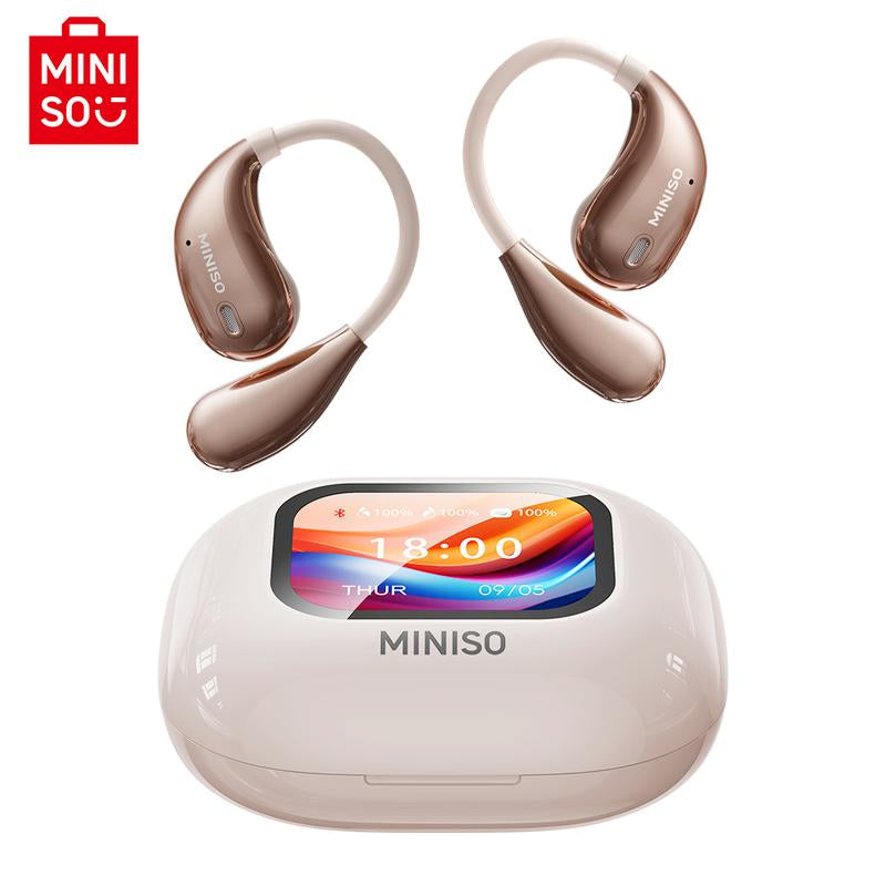 MINISO True Wireless Open Ear Earbuds Bluetooth 5.4, IPX5 Waterproof,48Hours Play Time,Ows Headphones Immersive Premium Sound Long Distance Connection Headset with Charging Case,Light-Weight Headphones Built-In Microphone