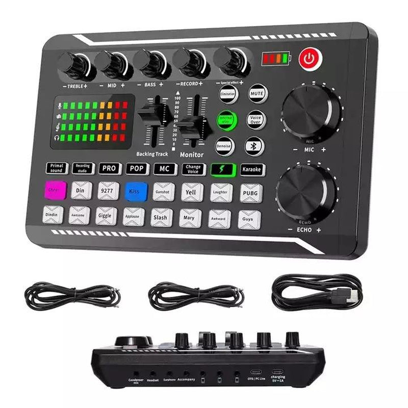 Live Sound Card with DJ Mixer Effects & Voice Changer, Multi-Application Podcast Production Studio Equipment, Sound Card for Streaming Podcasting Gaming