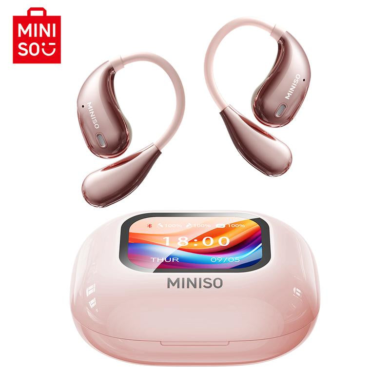 MINISO True Wireless Open Ear Earbuds Bluetooth 5.4, IPX5 Waterproof,48Hours Play Time,Ows Headphones Immersive Premium Sound Long Distance Connection Headset with Charging Case,Light-Weight Headphones Built-In Microphone