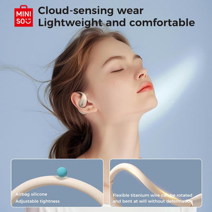 MINISO True Wireless Open Ear Earbuds Bluetooth 5.4, IPX5 Waterproof,48Hours Play Time,Ows Headphones Immersive Premium Sound Long Distance Connection Headset with Charging Case,Light-Weight Headphones Built-In Microphone