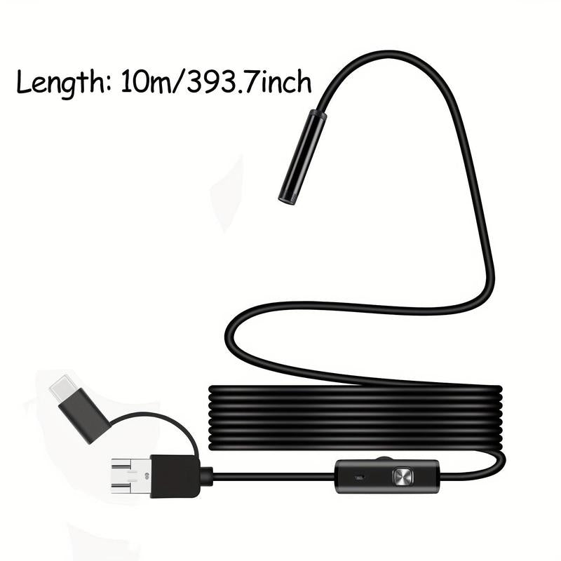 Industrial Endoscope, 1 Count 3 in 1 Type-C USB HD Inspection Camera, Waterproof Tube Sink Drain Pipe Camera, Adjustable Brightness Borescope Camera