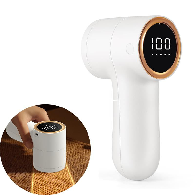 Fabric Shaver Electric Lint Remover for Clothes, Rechargeable Portable Sweater Defuzzer with 6-Leaf Blades, 5 Speeds, Smart Digital LED Display Pilling Trimmer for Clothes, Remove Clothes Fuzz, Furniture, Blanket, Couch