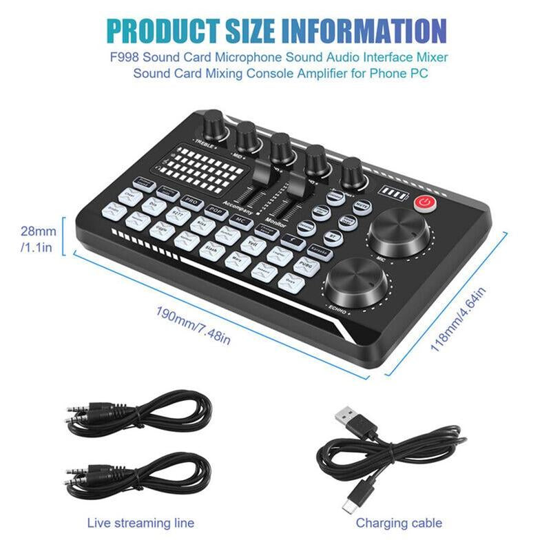 Live Sound Card with DJ Mixer Effects & Voice Changer, Multi-Application Podcast Production Studio Equipment, Sound Card for Streaming Podcasting Gaming