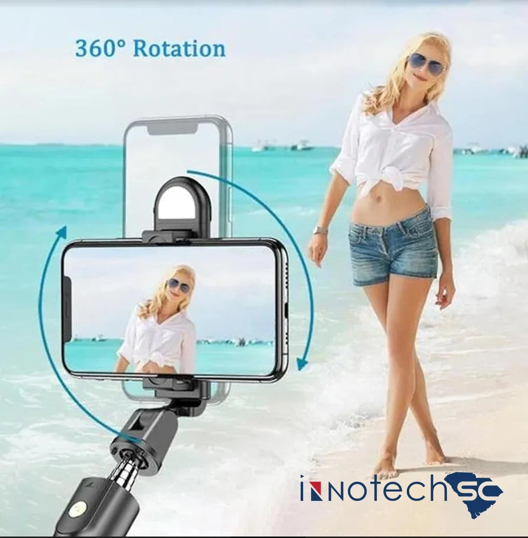 Selfie Stick Tripod with Light, 27'' Selfie Stick with Wireless Remote, Portable Phone Tripod Compatible with Iphone 15 Pro Max/15/14 /13, Samsung Android Smartphone