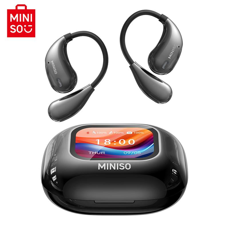 MINISO True Wireless Open Ear Earbuds Bluetooth 5.4, IPX5 Waterproof,48Hours Play Time,Ows Headphones Immersive Premium Sound Long Distance Connection Headset with Charging Case,Light-Weight Headphones Built-In Microphone